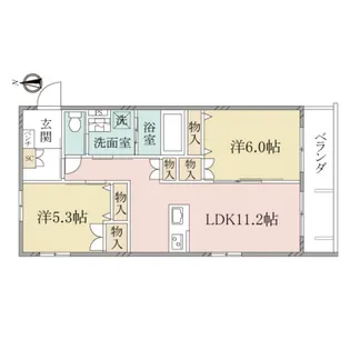 2LDKの間取り画像