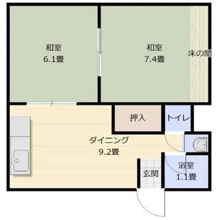 江口マンション四女子【2階】の間取り