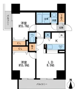 ウィルテラス千葉中央【8階】の間取り