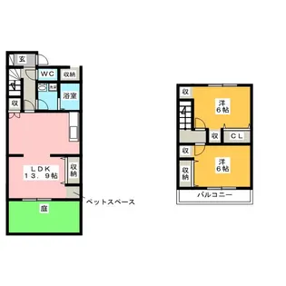 愛知県稲沢市平和町下起中【一戸建】の間取り