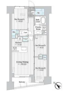 ザ・グランクラッセ日本橋イースト【2階】の間取り