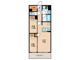 レーベン千代【6階】の間取り