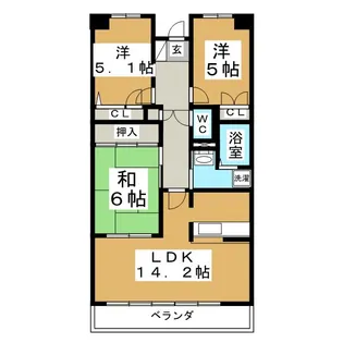 グラスランド21【8階】の間取り