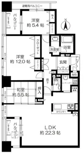 セレッソコート与力町公園アーバンズ【8階】の間取り