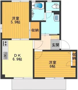 エクセルみねき B棟【1階】の間取り