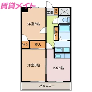 ハイマンション日永西 A棟【1階】の間取り