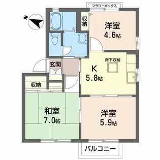 クレストコートA【1階】の間取り