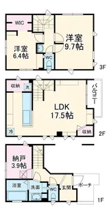 神奈川県川崎市中原区下小田中3【一戸建】の間取り