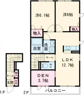 カーサ・イルソーレA棟【2階】の間取り