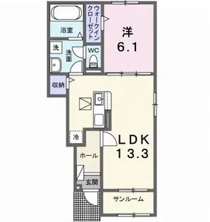 サニーフラットII【1階】の間取り