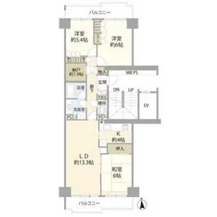 パークヒルズI棟【10階】の間取り