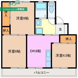 ビレッジハウス伊勢南部1号棟【5階】の間取り