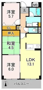 太平ロイヤル瓜破【3階】の間取り
