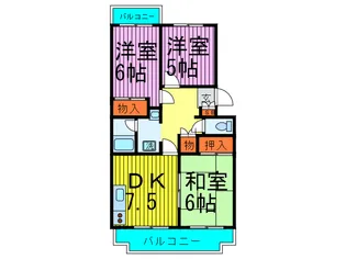 ガ-デンハイツ滝山B棟【2階】の間取り