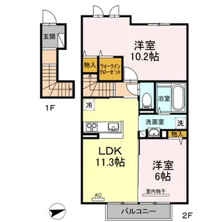 ウィステみやまえ【2階】の間取り