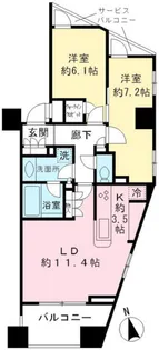 エールトレビュー聖蹟桜ヶ丘ハイライズミディ【11階】の間取り