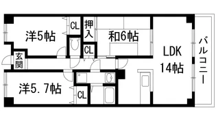 アジュール宝塚【4階】の間取り