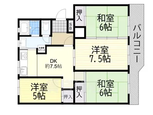 有楽箕面ハイツ4号棟【3階】の間取り