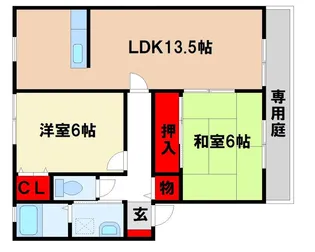 ウェルフェアビレッジE【1階】の間取り