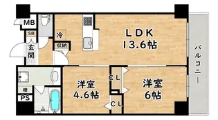 セレーノ北野【6階】の間取り