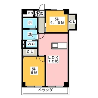 アサヒマンション【4階】の間取り