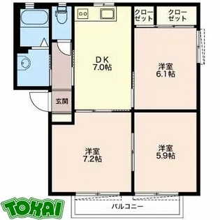 サンハイム中川 C棟【1階】の間取り