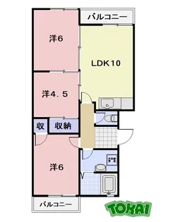 レーベンハイツ中部II【3階】の間取り