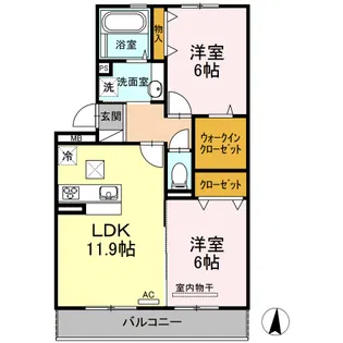 フリージア【1階】の間取り