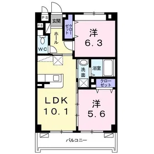 コーポYAKAゆひばるII【2階】の間取り