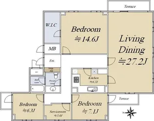 東高ペアシティサガン東北沢【4階】の間取り