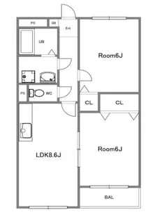 2DKの間取り画像