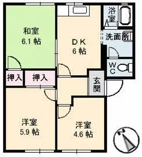レーヴィンス東長府【2階】の間取り