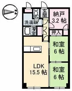 サンライズ三滝橋【4階】の間取り