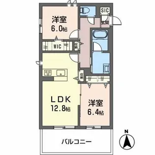 ソレイユ祈年【1階】の間取り