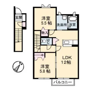 グレースメゾン湊 F棟【2階】の間取り