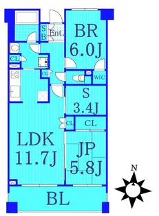 カッシア横濱ガーデン山【6階】の間取り