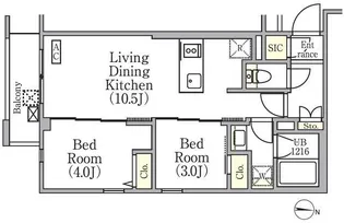 イプセ中野三丁目【2階】の間取り