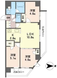 ツインズ国立I【6階】の間取り