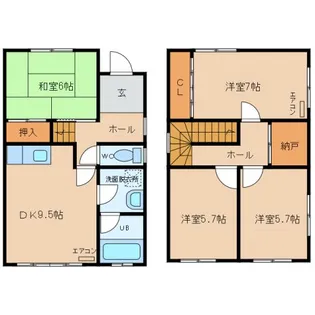 オークサイド豊町B棟の間取り