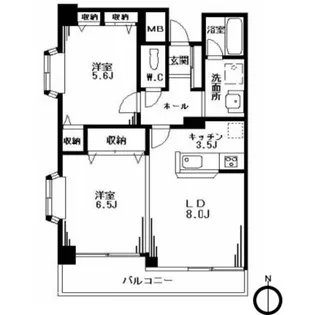 ヒルズ玉川【2階】の間取り