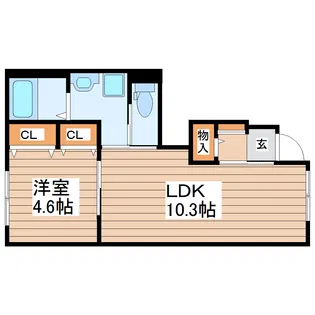 アインタウゼント【1階】の間取り