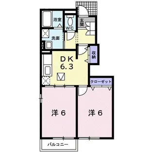 コーポ芹沢II【1階】の間取り