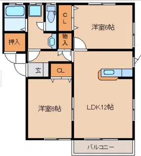 レ・セゾンD棟【2階】の間取り