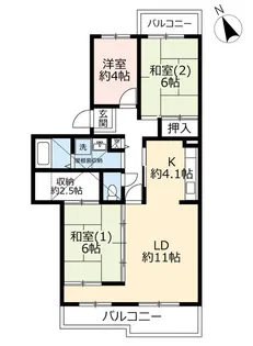 UR鹿の子台北ハイツ【5階】の間取り