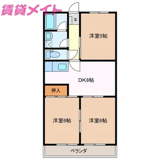 マンションひょうたん島【3階】の間取り