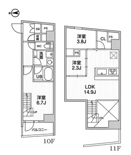 東京都中野区中野5【マンション】の間取り