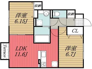 千葉県四街道市もねの里5【アパート】の間取り