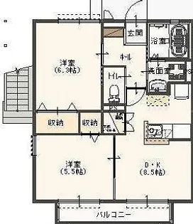 リュミエールD棟【2階】の間取り