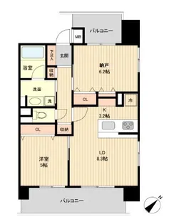 グラディート町田【9階】の間取り