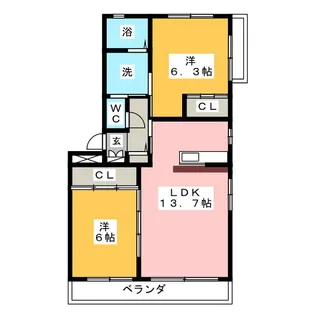 グロワールB棟【1階】の間取り